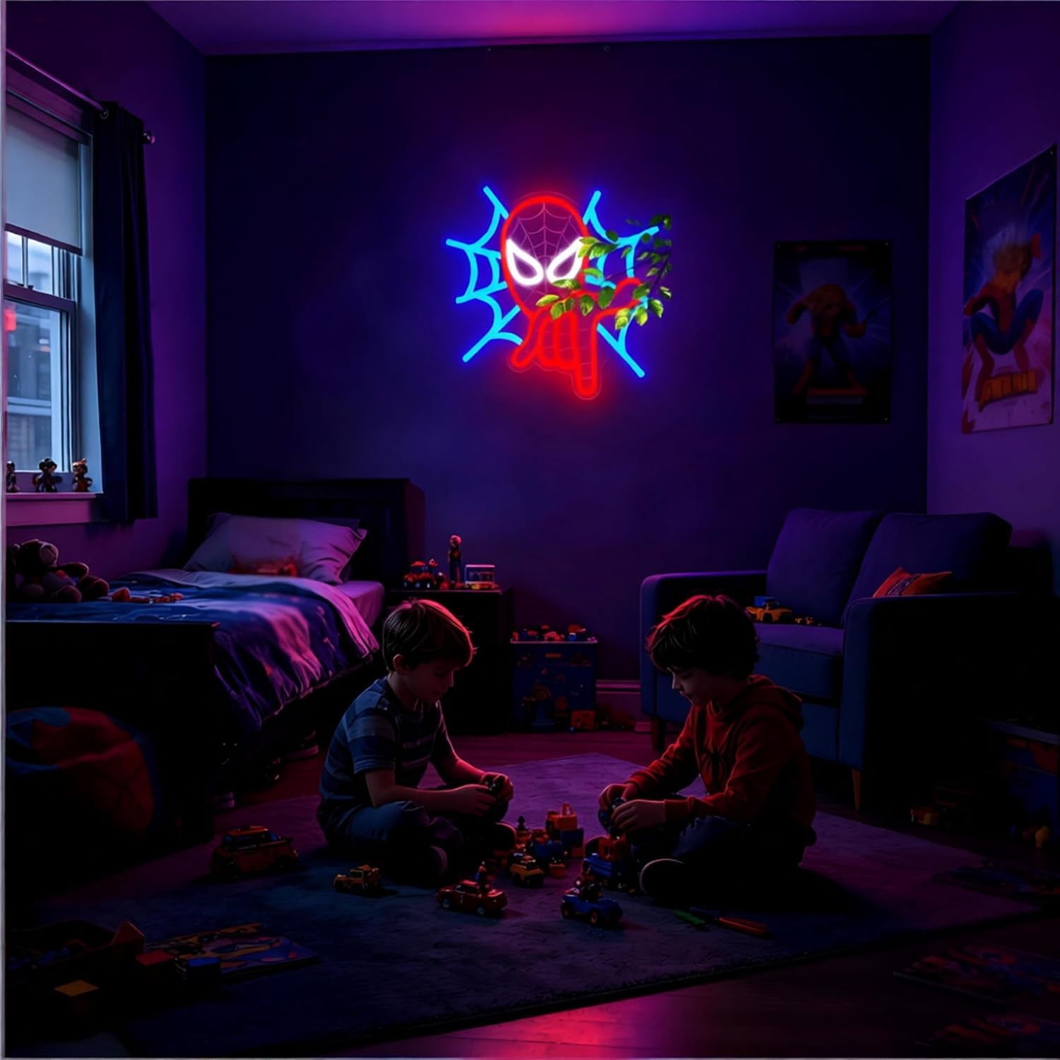 Spider Neon Sign for Wall Decor Anime Led Neon Light for Man Cave | Fans Birthday Cartoon Gifts,5V USB Powered,Gamer Bedroom,Movie Fans Room Decor, Teen Boys,Comic Shop Wall Art,14.1*11.3In