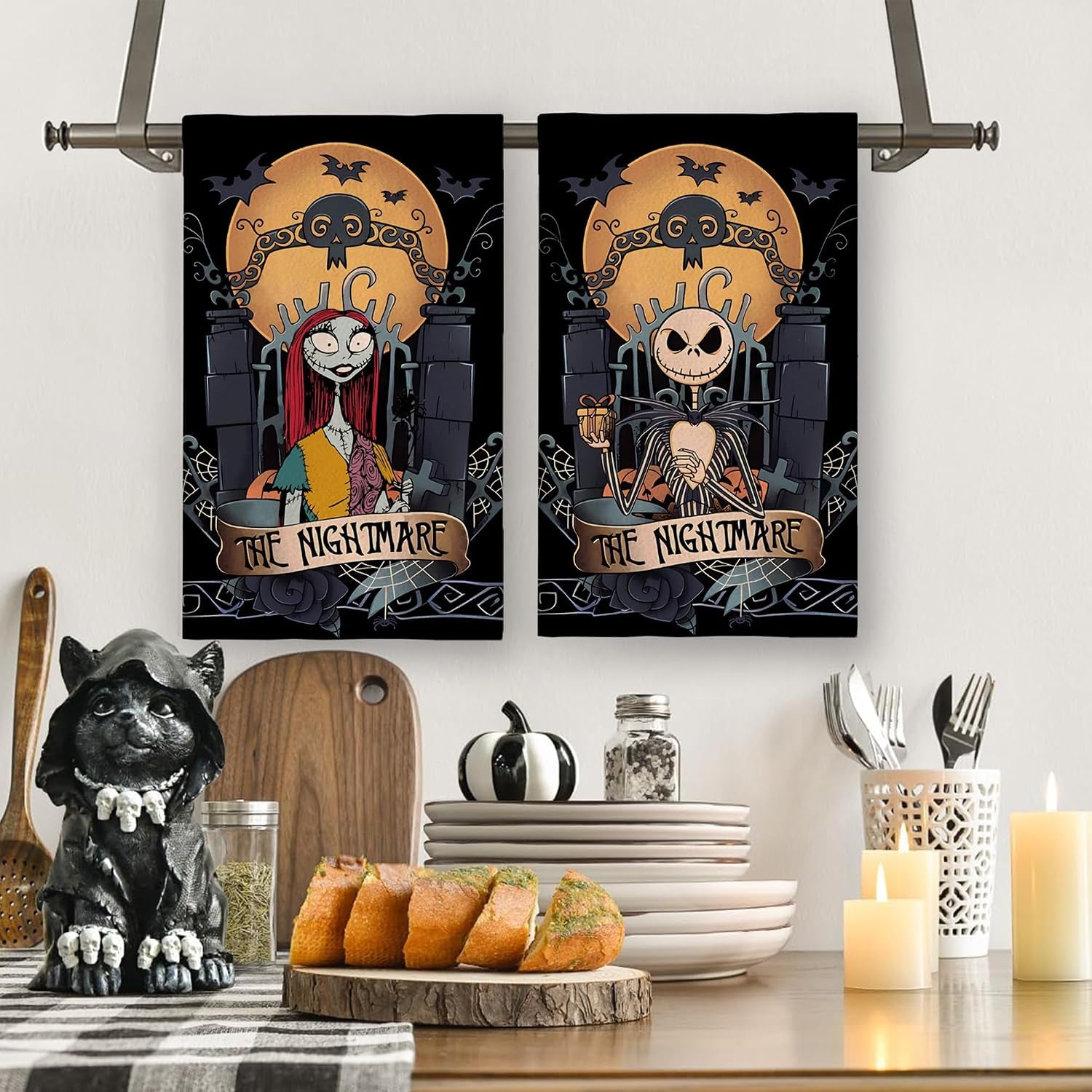Halloween Kitchen Towels Dish Towels Gothic Decor Day of the Dead Halloween Decorations for Home Party