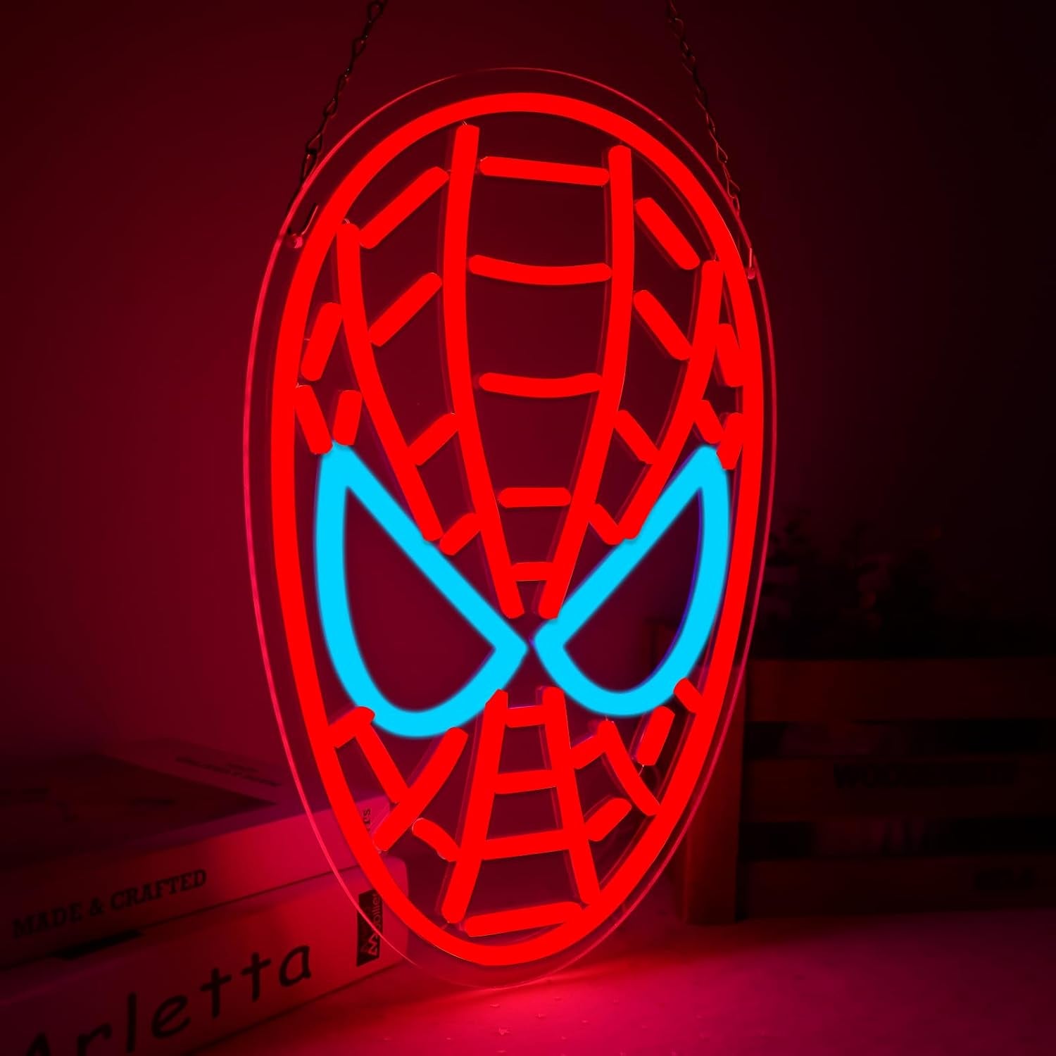 Anime Theme Cartoon LED Neon Sign for Wall Decor, Dimmable Anime Light up Display, Kids Bedroom Game Room Decoration (Spider)