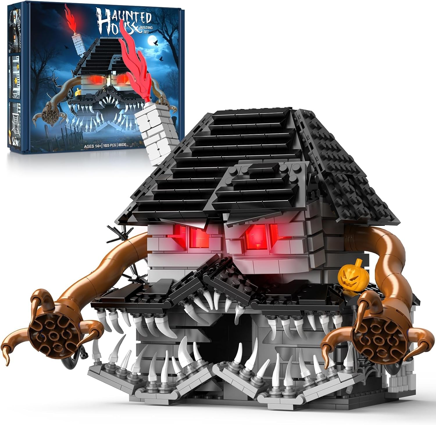 Halloween Haunted House Building Set, Miniature Horror House Decor Model Kit with LED Light, Haunted Mansion for Adults, Teens Age 14+, Horror Movie Fans (1025 PCS)