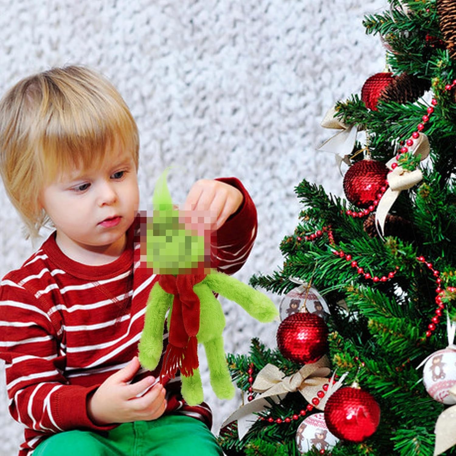 9 Inches Green Christmas Monster Plush Toy – Soft Christmas Stuffed Animal Doll for Boys and Girls, Perfect for Christmas Decorations and Gifts (Sneaky Green)