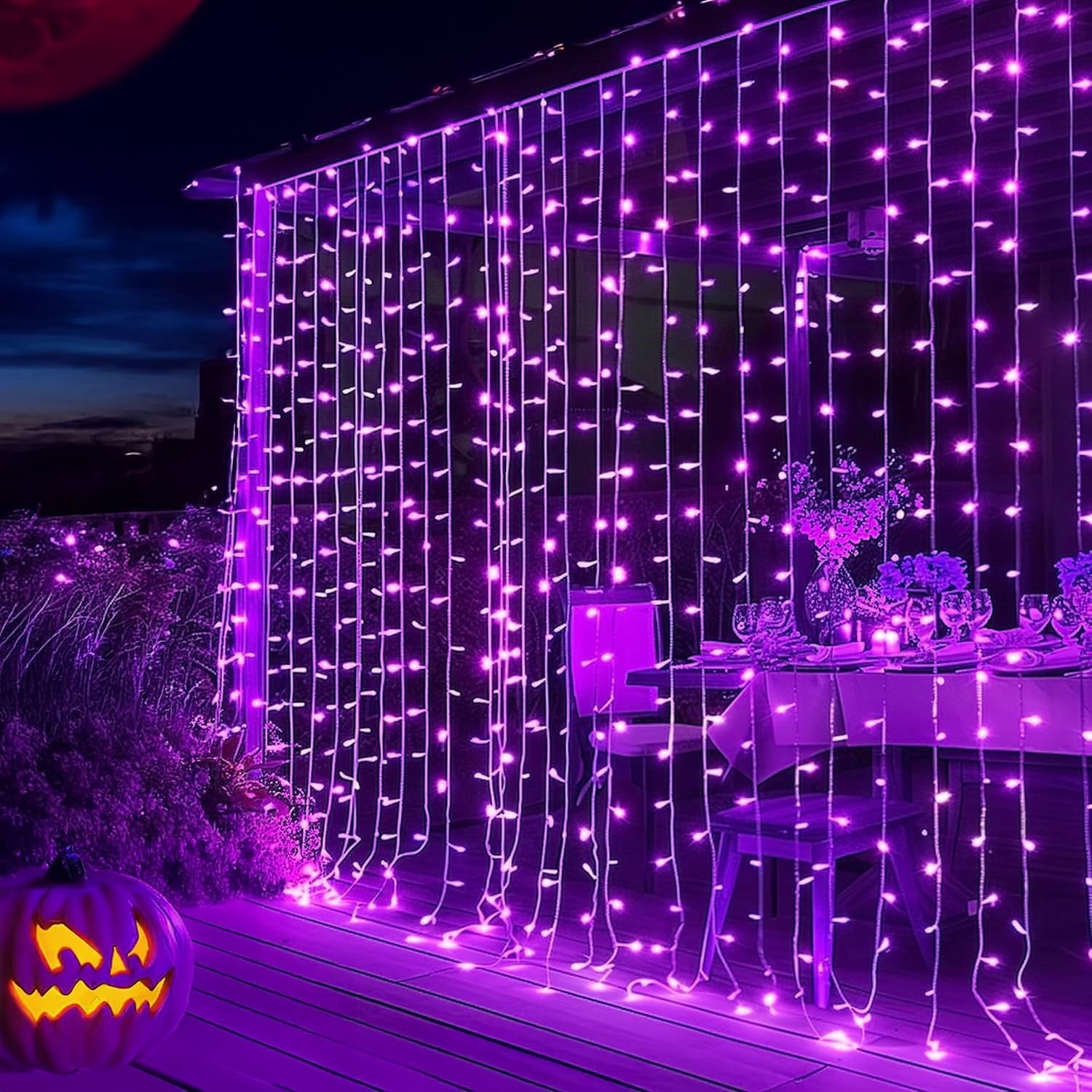 Smart Curtain Lights, 400LED 6.6FT X 6.6FT Color Changing Halloween Christmas Lights with Remote & APP, Dynamic DIY Fairy String Lights for Indoor Outdoor Bedroom Decorations