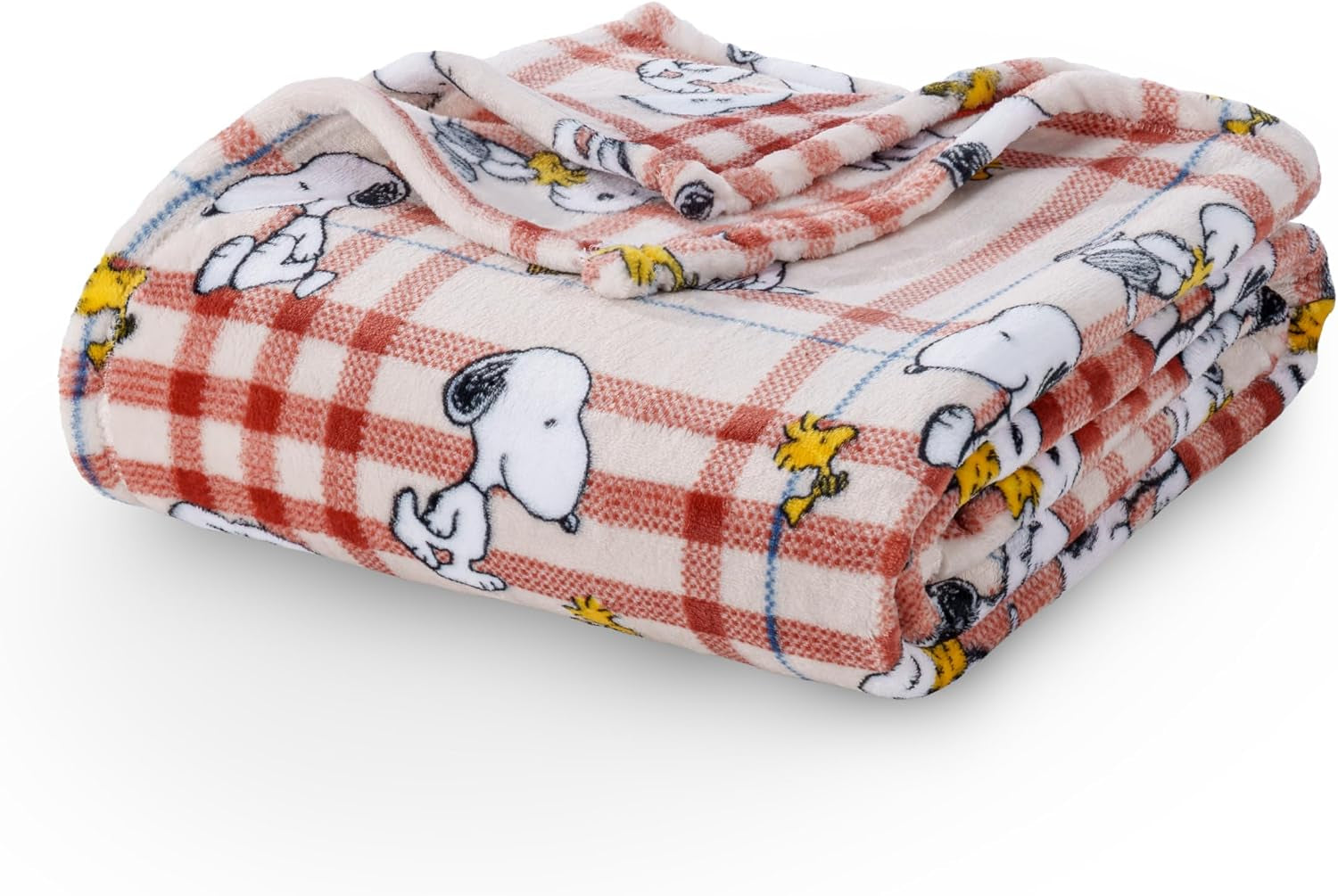 Peanuts® Velvetloft® Cute Character Snoopy Plush Throw Blanket,Snoopy and Woodstock Fall Birds & Leafs Orange,Throw 55 in X 70 in (Official Peanuts® Product)