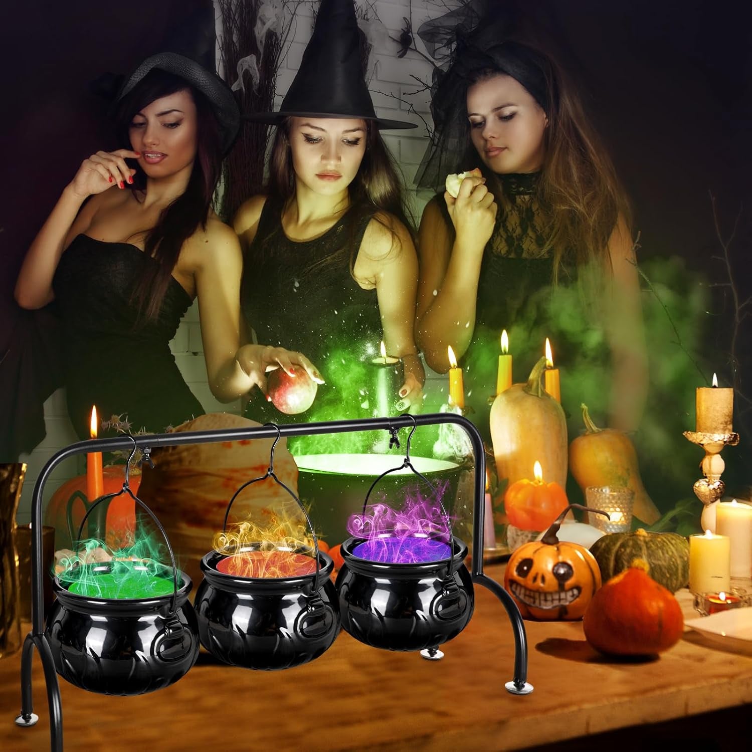 Halloween Party Decorations, 3 Ceramic Witches Cauldron Serving Bowls Set | Halloween Decorations Hocus Pocus Witch Decor Bowl Serving Cauldron for Party Supplies Home Kitchen Outdoor Indoor Decoration