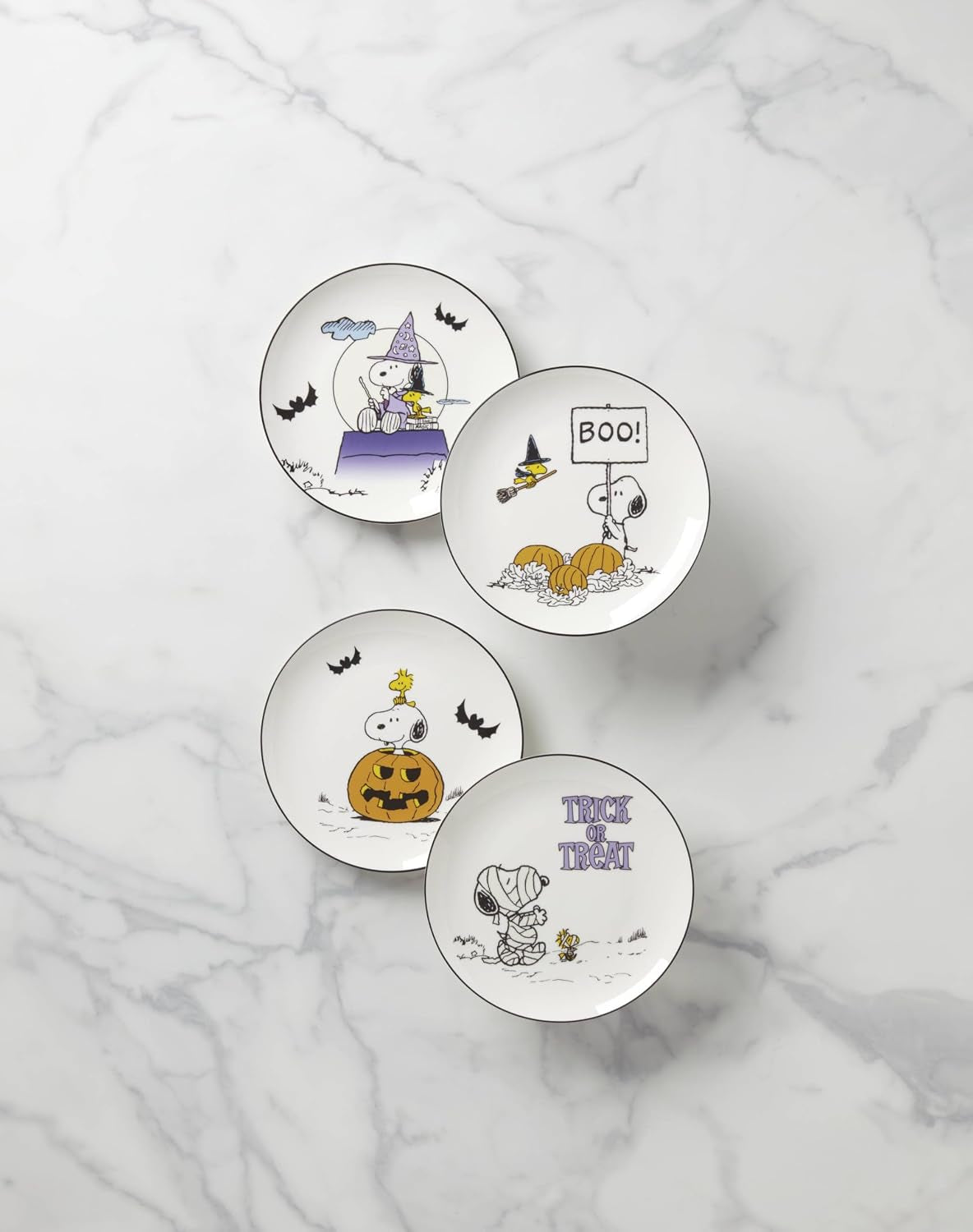 Great Pumpkin Halloween Accent Plates, Appetizer Plate Set for 4 | Porcelain, Hand Wash Recommended | Also Great as a Halloween Dessert Plate for Salad or Bread, Salad Plates