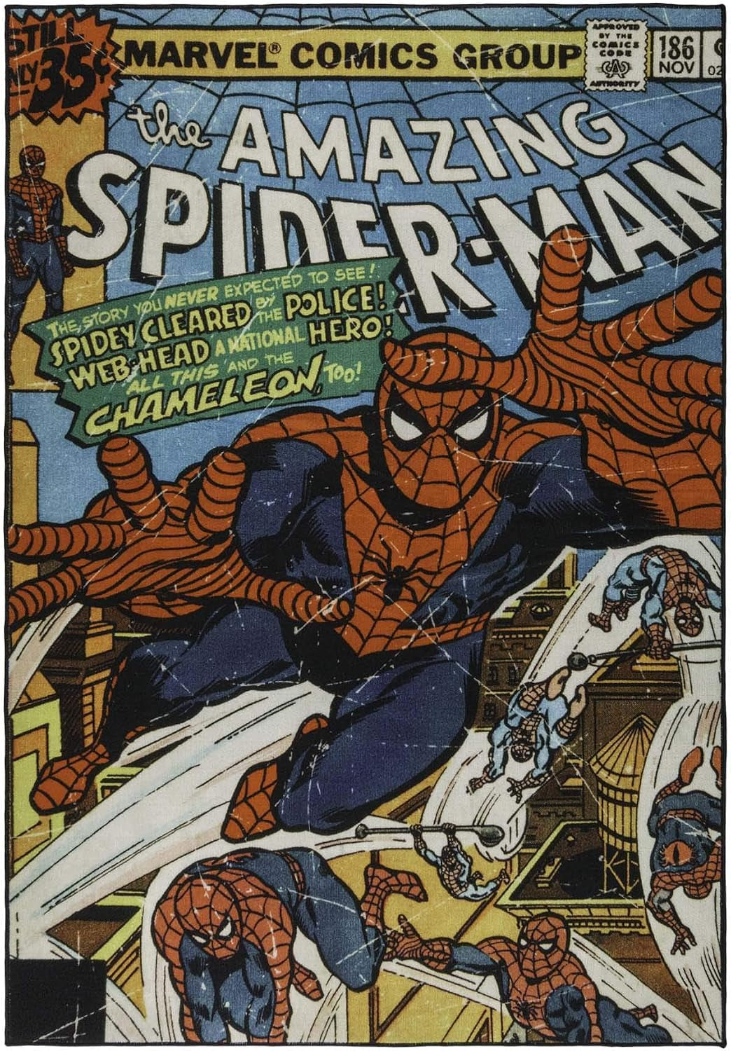 Marvel Spiderman Indoor Area Rug - 4X6 Large, Non-Slip, Ideal for Children in Bedroom, Game Room, Classroom, Nursery or Play Area - Retro Comic Superhero, Multi, 47327