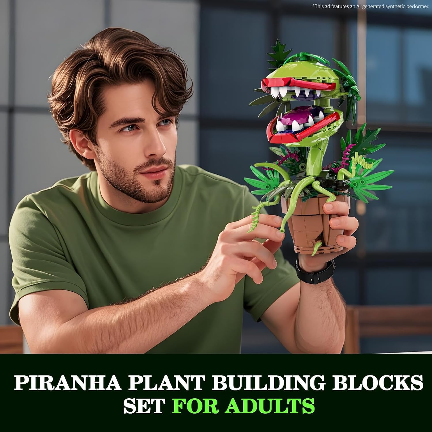 Audrey 2 Piranha Plant Building Block Set, Cannibal Plants Bonsai Building Set, Horror Flower Décor Gifts for Adults, Creative Gift for Home Décor and Office Art, on Christmas Halloween | Horror Flower Décor Gifts for Adults, Creative Gift for Home Décor and Office Art, on Christmas Halloween