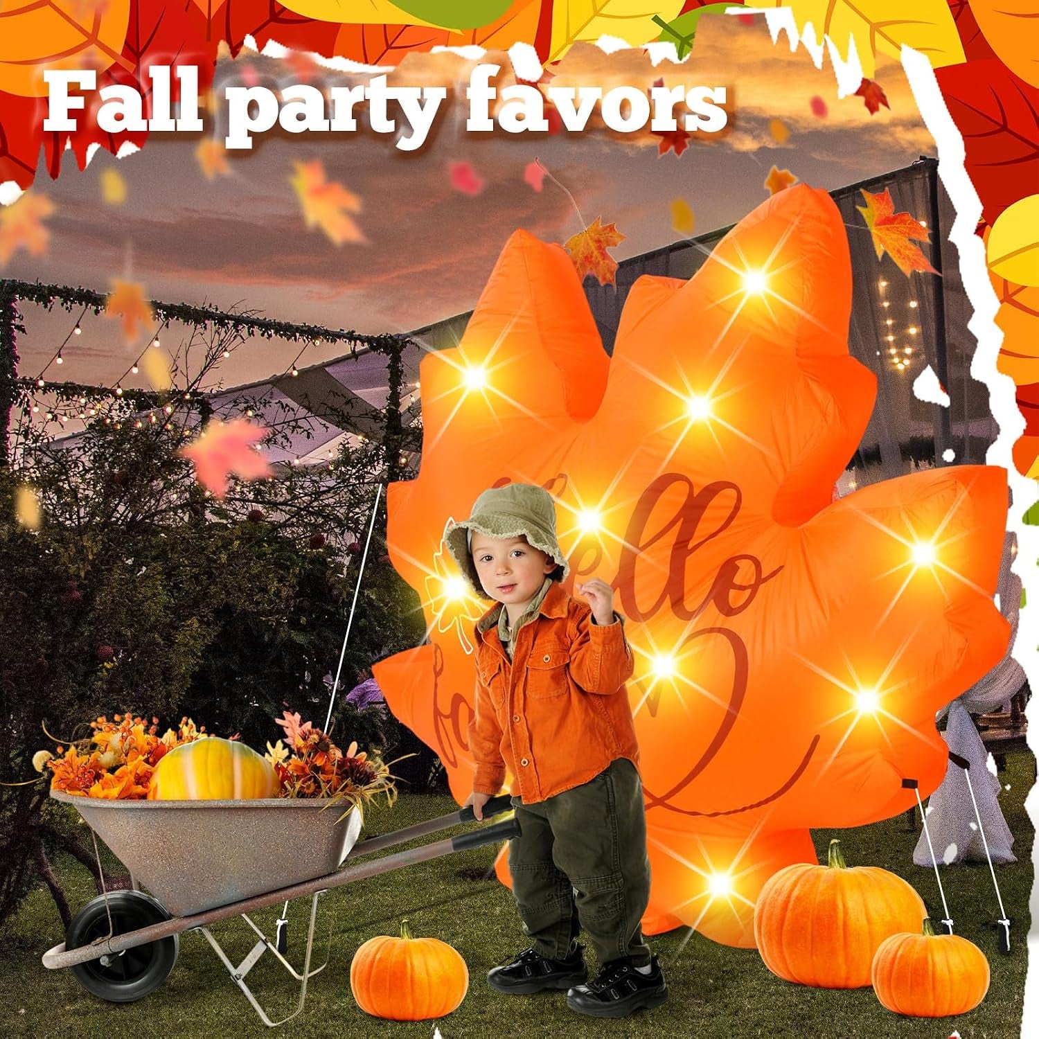 Fall Maple Leaf Inflatable 5.25Ft LED Thanksgiving Yard Decor | Built-In LED Lights, Maple Leaf Design, Harvest Decor, Weather Resistant, Yard Lawn Garden Porch, Thanksgiving, Autumn Party