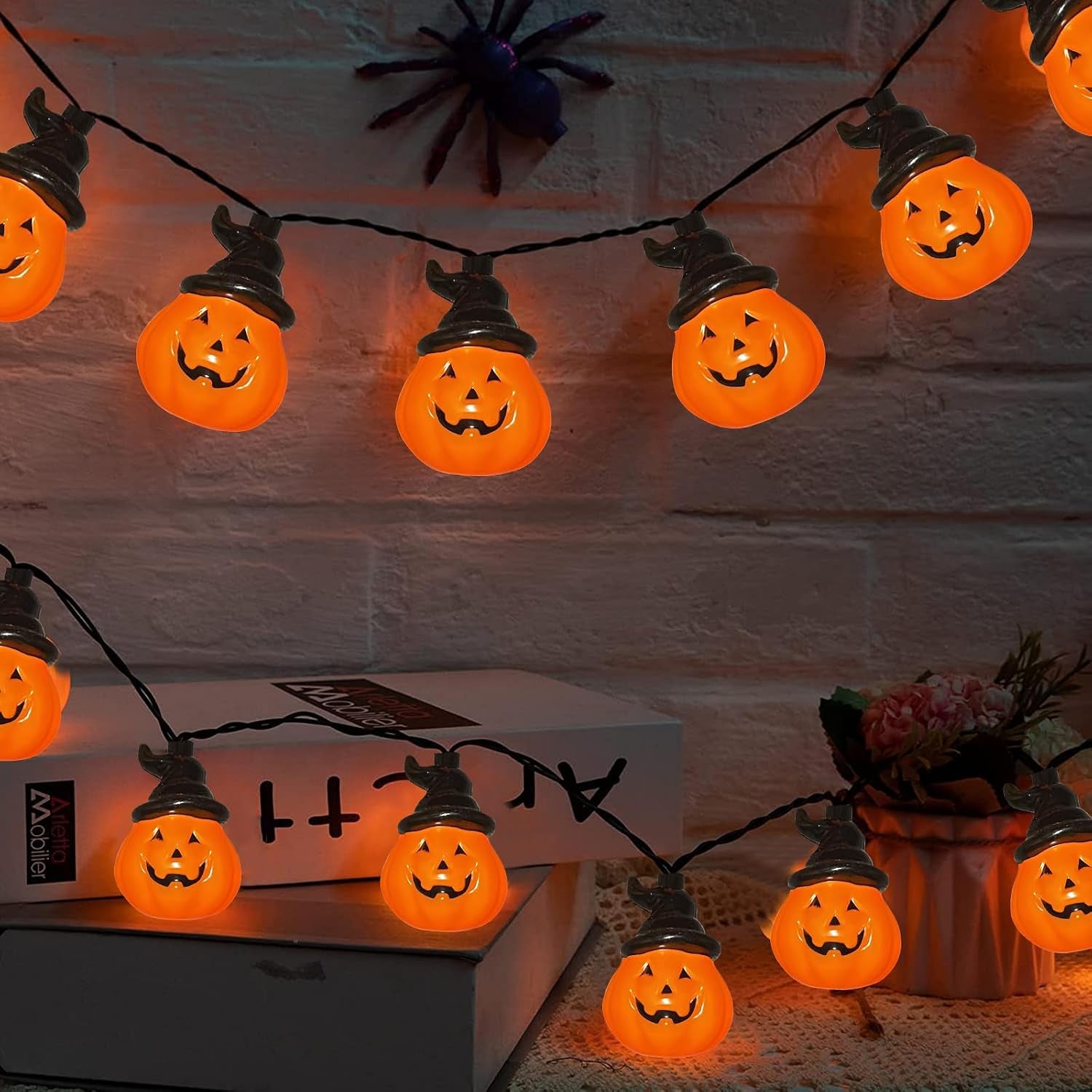 8.5FT 10 LED Outdoor Halloween Skeleton String Lights Plug In, Waterproof | Connectable, Hanging Multicolor Halloween Skull Lights UL Listed for Indoor Backyard, Patio, Porch, Party Decor, Black Wire