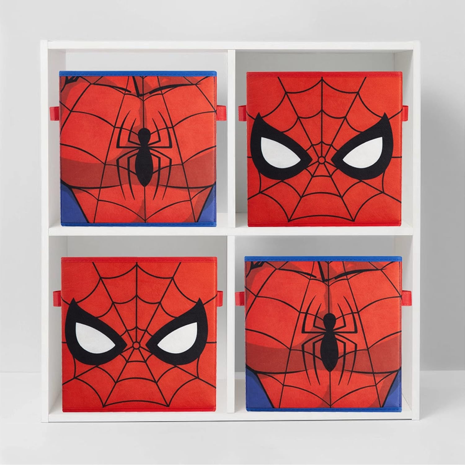 Marvel Spider-Man Collapsible Storage Cubes, Set of 2 Fabric Organizer Bins, 10 X 10 Inch Storage Baskets for Kids Bedroom, Playroom, Closet & Cube Shelves, Red