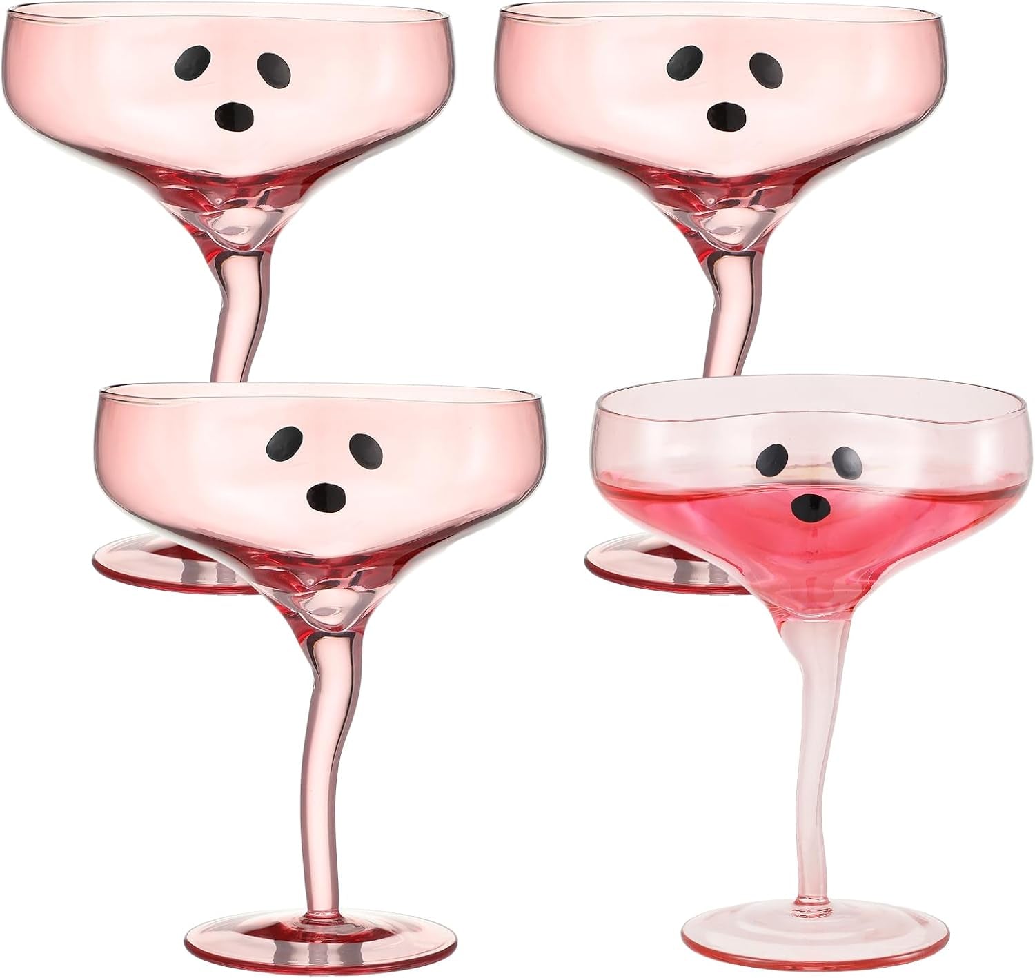 4 Pcs Ghost Margarita Glasses 13 Oz Halloween Ghost Wine Glasses Reusable Cocktail Drinking Cups for Halloween Holiday Party (Frosted)