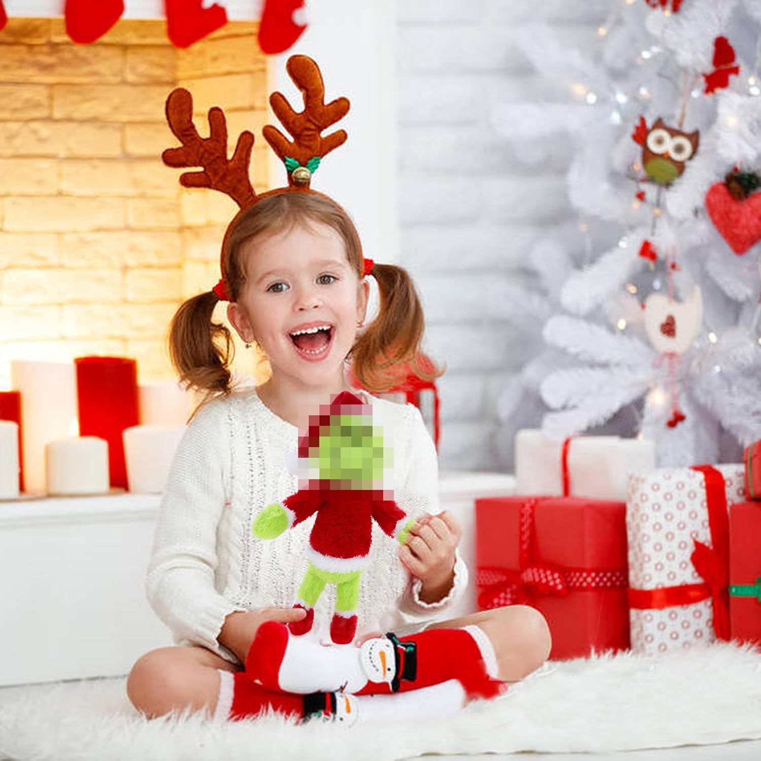 9 Inches Green Christmas Monster Plush Toy – Soft Christmas Stuffed Animal Doll for Boys and Girls, Perfect for Christmas Decorations and Gifts (Sneaky Green)
