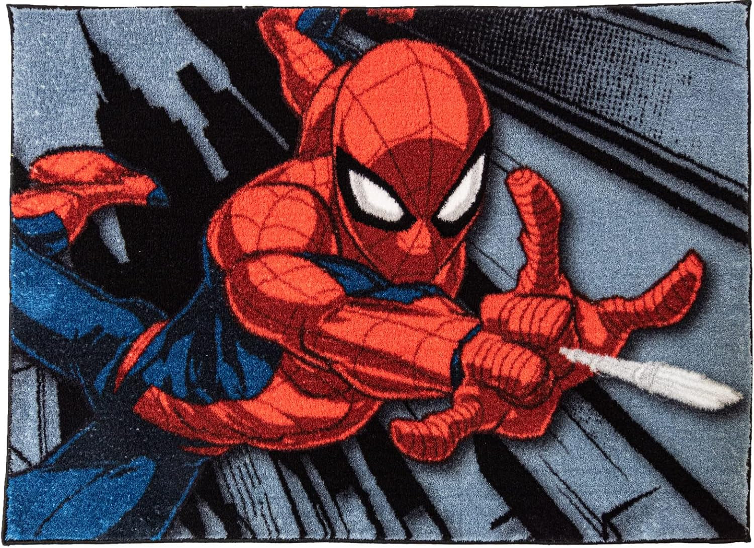 Marvel Spiderman Indoor Area Rug - 4X6 Large, Non-Slip, Ideal for Children in Bedroom, Game Room, Classroom, Nursery or Play Area - Retro Comic Superhero, Multi, 47327