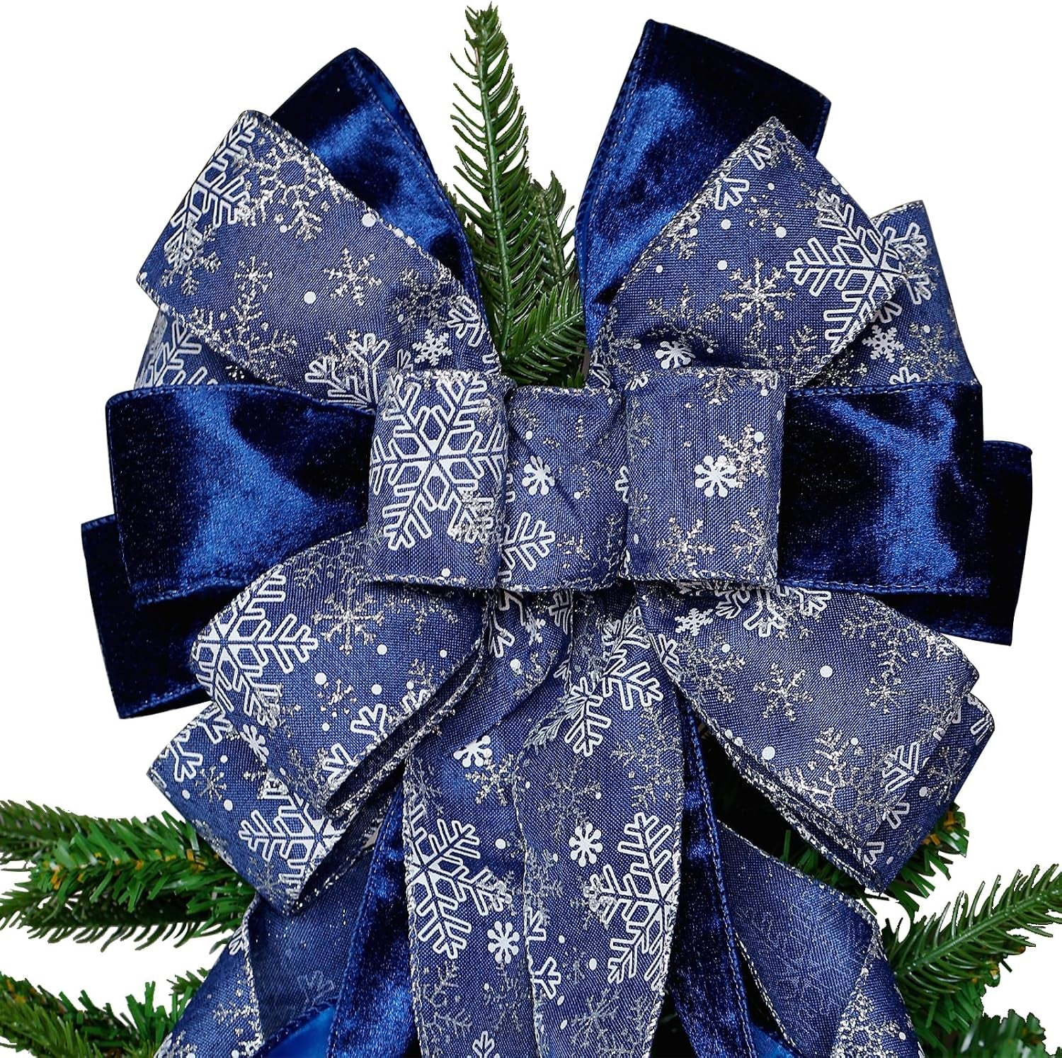 Large Christmas Tree Topper Bow 52X13 Inch, Pre-Tied Wired Wreath Ribbon | Big Festive Xmas Bow Ornaments with Long Streamers for Holiday Indoor Outdoor Home Party Decoration (Green)