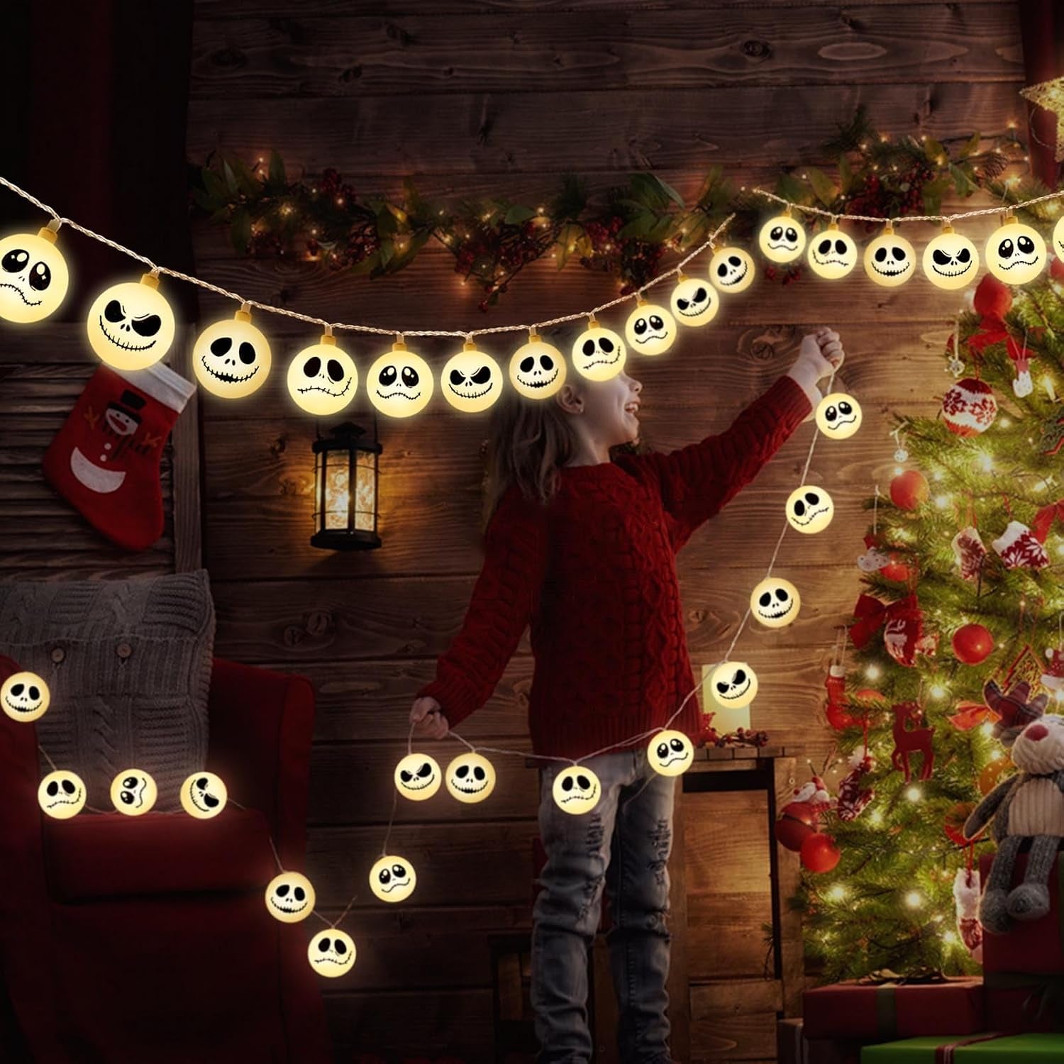 20 LED Battery Operated Halloween Lights for Nightmare Christmas Decorations, Battery Outdoor Lights for Indoor Outdoor Decorations Home, Bedroom, Patio, Balcony,Halloween Party (8 Modes)