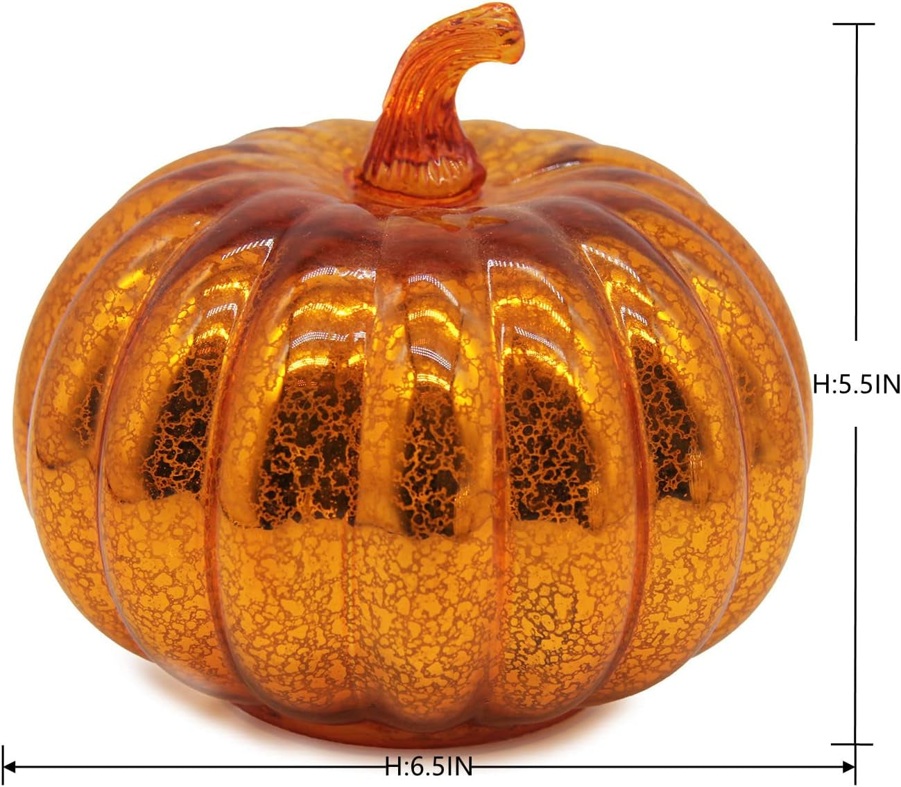 Mercury Glass Light up Pumpkin Light with Timer, with 10 Led Lights Inside,Battery Operated Led Pumpkin Light,Ideal for Halloween Fall Decoration, Thanksgiving Rustic Decor(Gold)