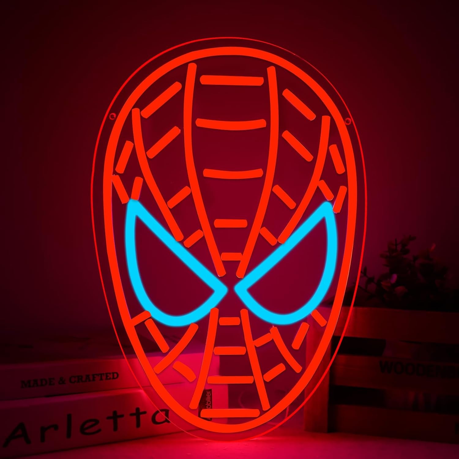 Anime Theme Cartoon LED Neon Sign for Wall Decor, Dimmable Anime Light up Display, Kids Bedroom Game Room Decoration (Spider)