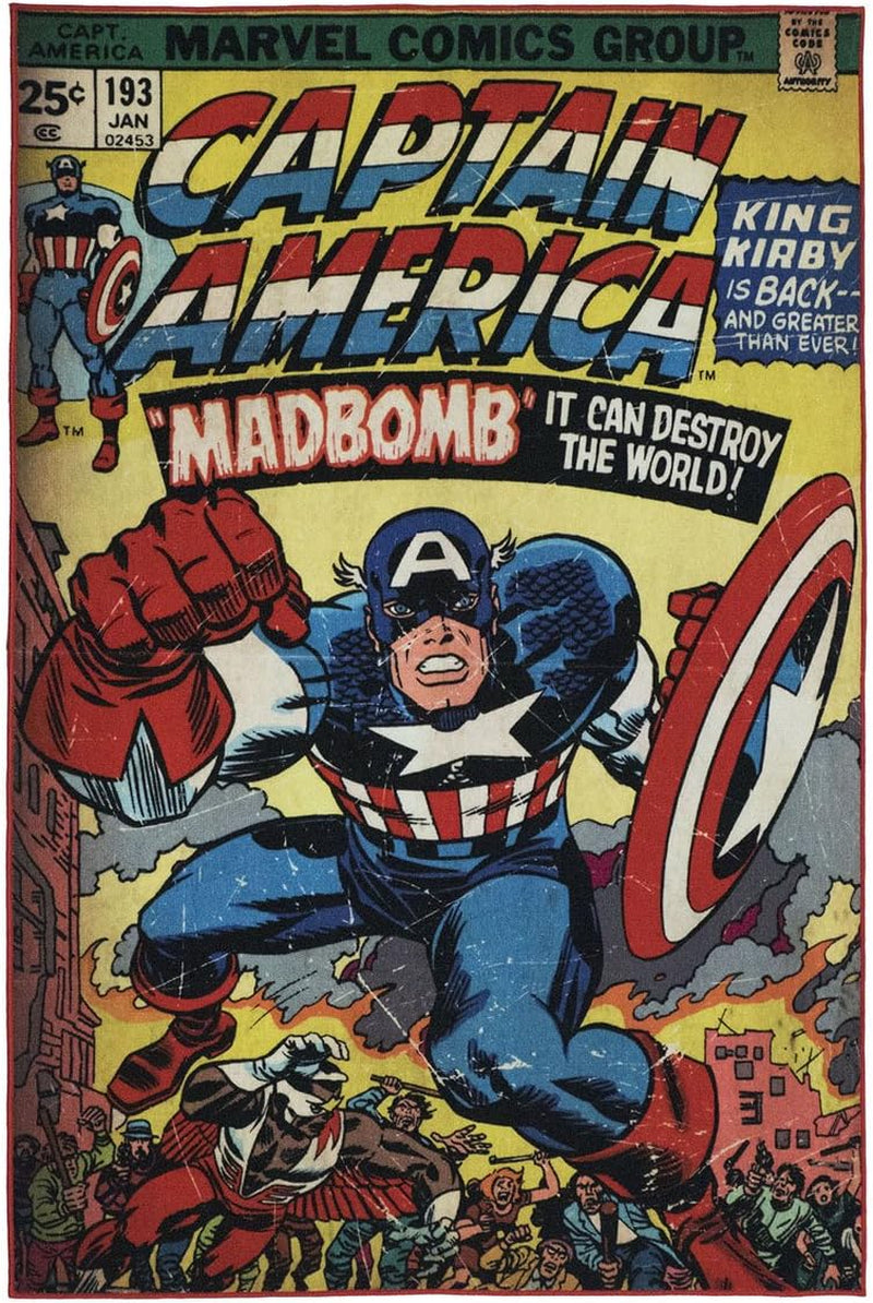 Marvel Spiderman Indoor Area Rug - 4X6 Large, Non-Slip, Ideal for Children in Bedroom, Game Room, Classroom, Nursery or Play Area - Retro Comic Superhero, Multi, 47327