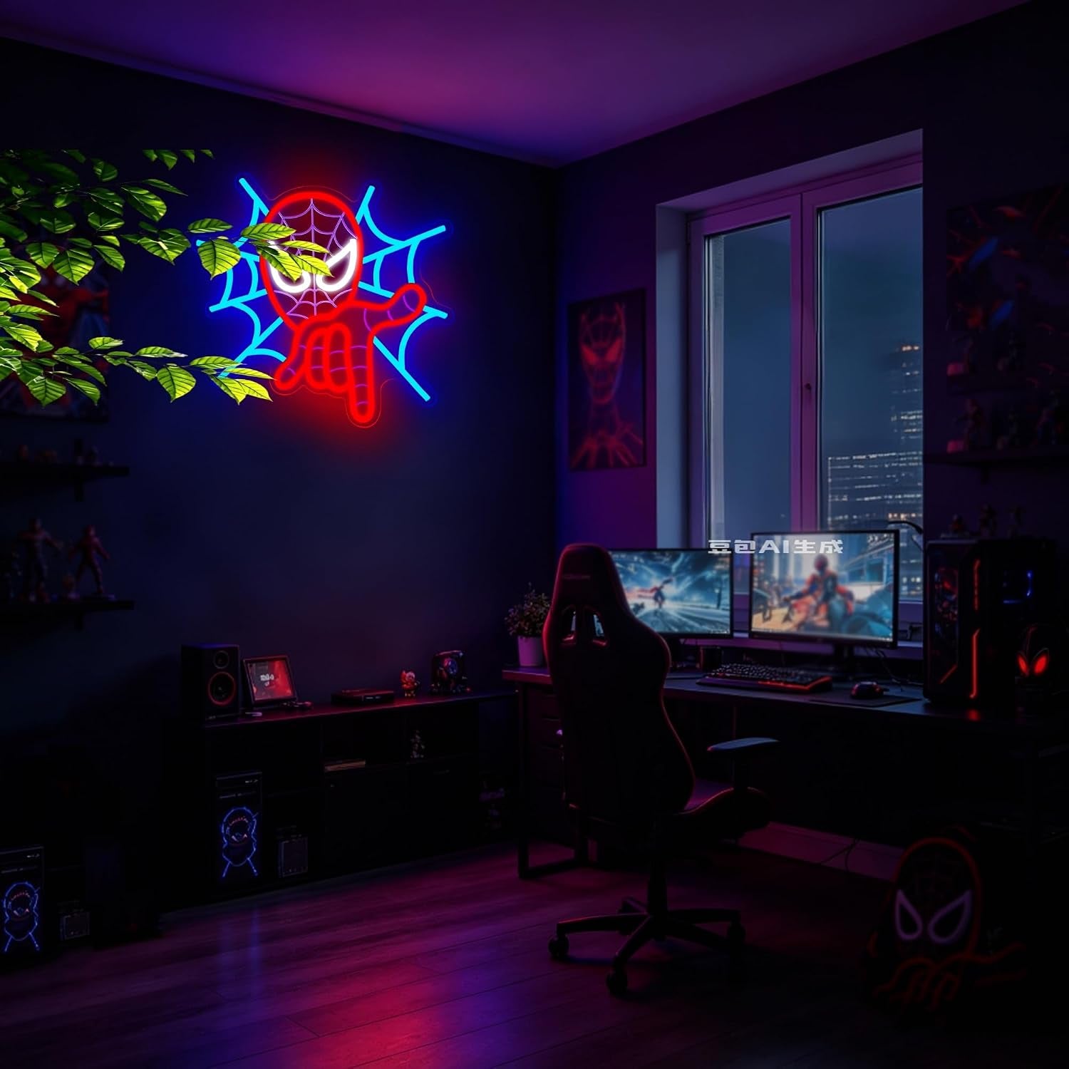 Spider Neon Sign for Wall Decor Anime Led Neon Light for Man Cave | Fans Birthday Cartoon Gifts,5V USB Powered,Gamer Bedroom,Movie Fans Room Decor, Teen Boys,Comic Shop Wall Art,14.1*11.3In